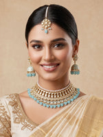 Multan Bib Necklace Set-Aqua