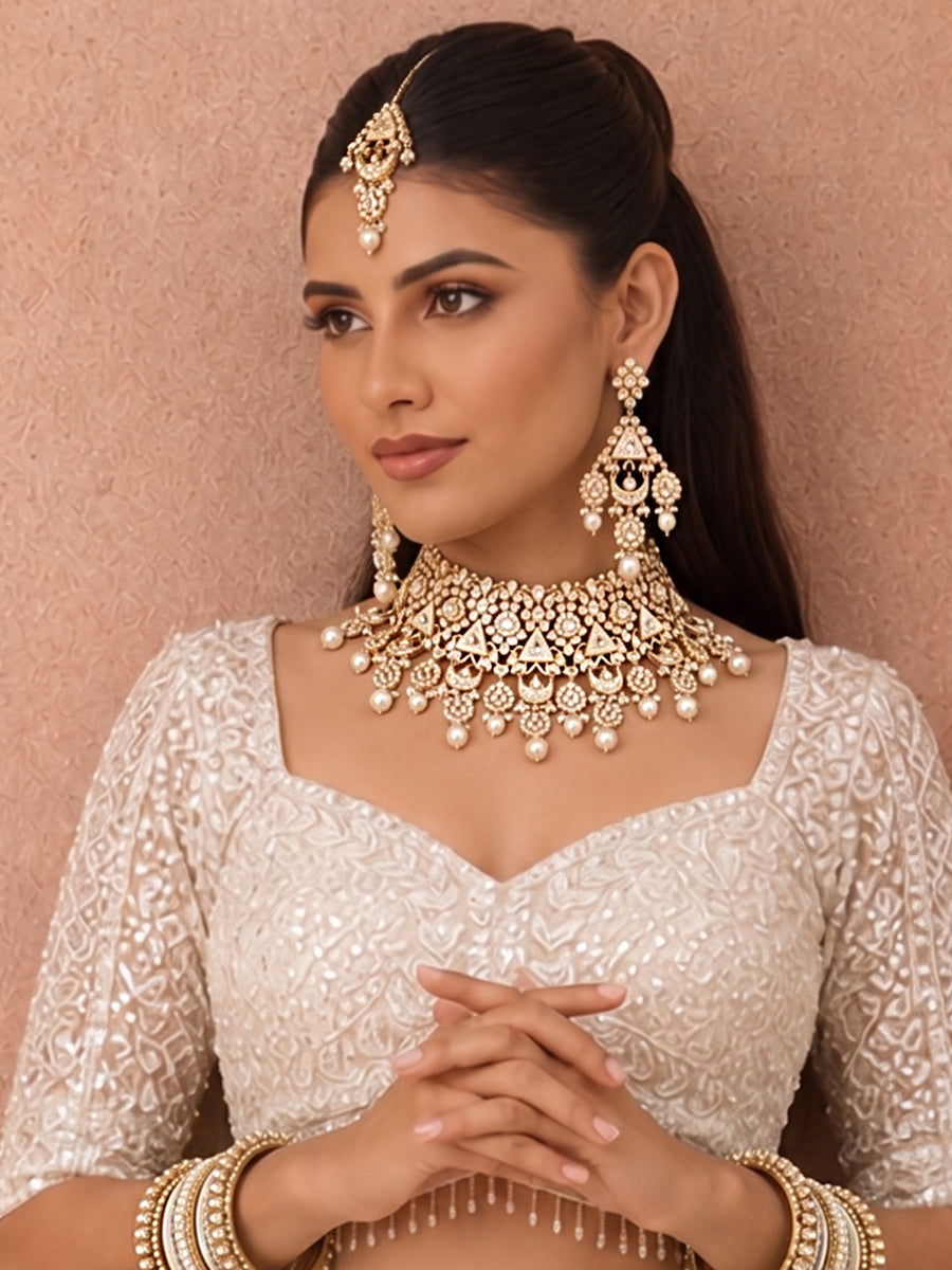 Ludhiana Necklace Set-Ivory