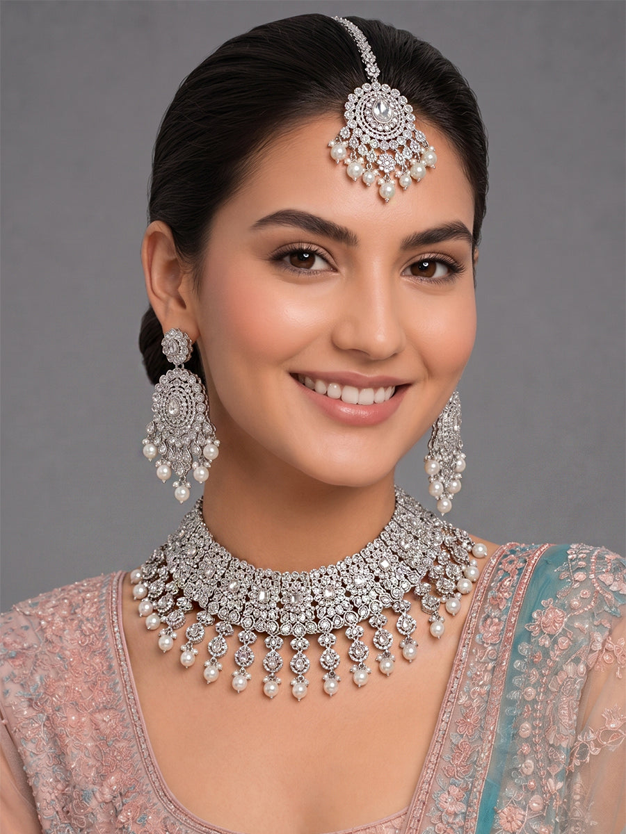 Nivanshi Necklace Set-Silver