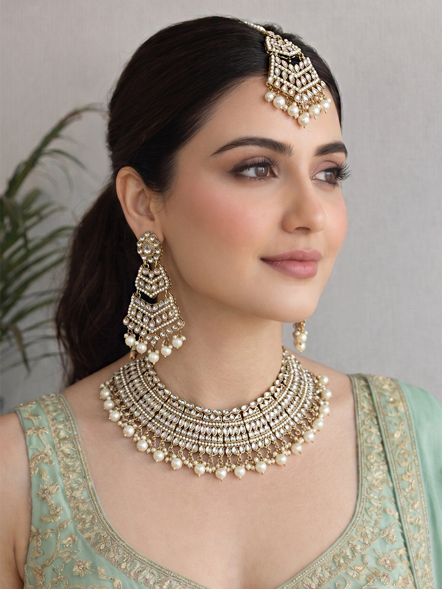 Megha Necklace Set-White