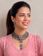 Ipshita Bib Necklace Set-Antique Silver