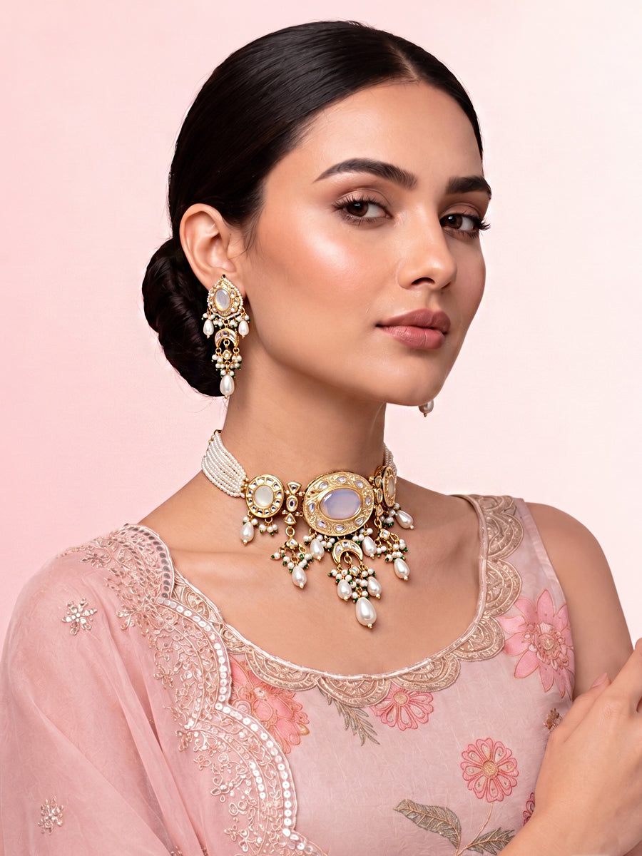 Nabhya Necklace Set-Moon Stone