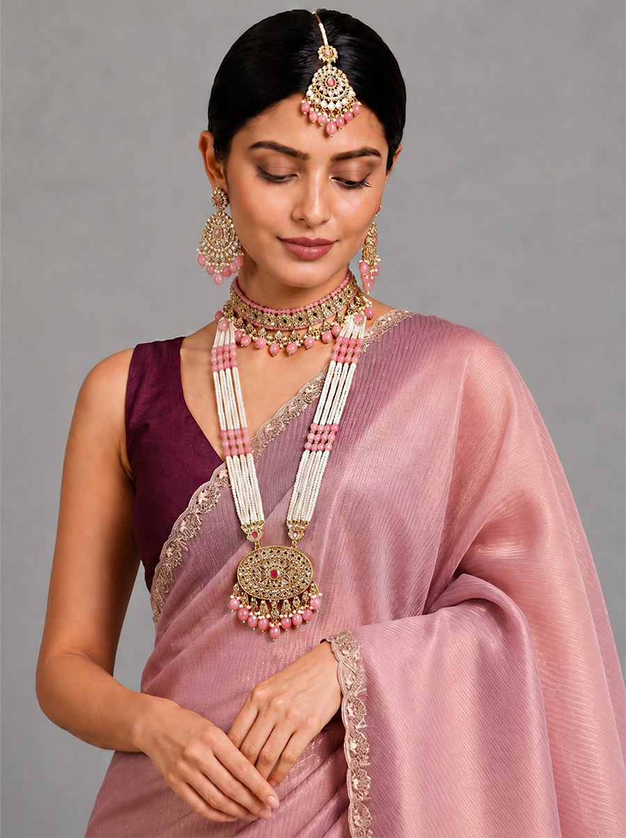 Falak Layered Necklace Set - Pink
