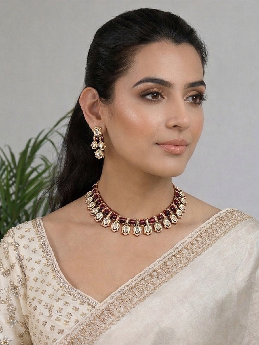 Virisha Necklace Set-Maroon