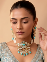 Pavitra Choker Necklace Set-Turquoise