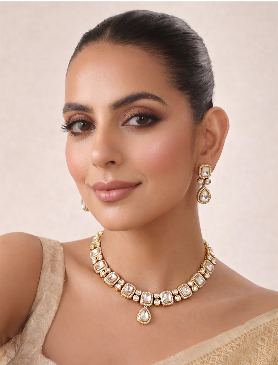 Nishka Necklace Set-white