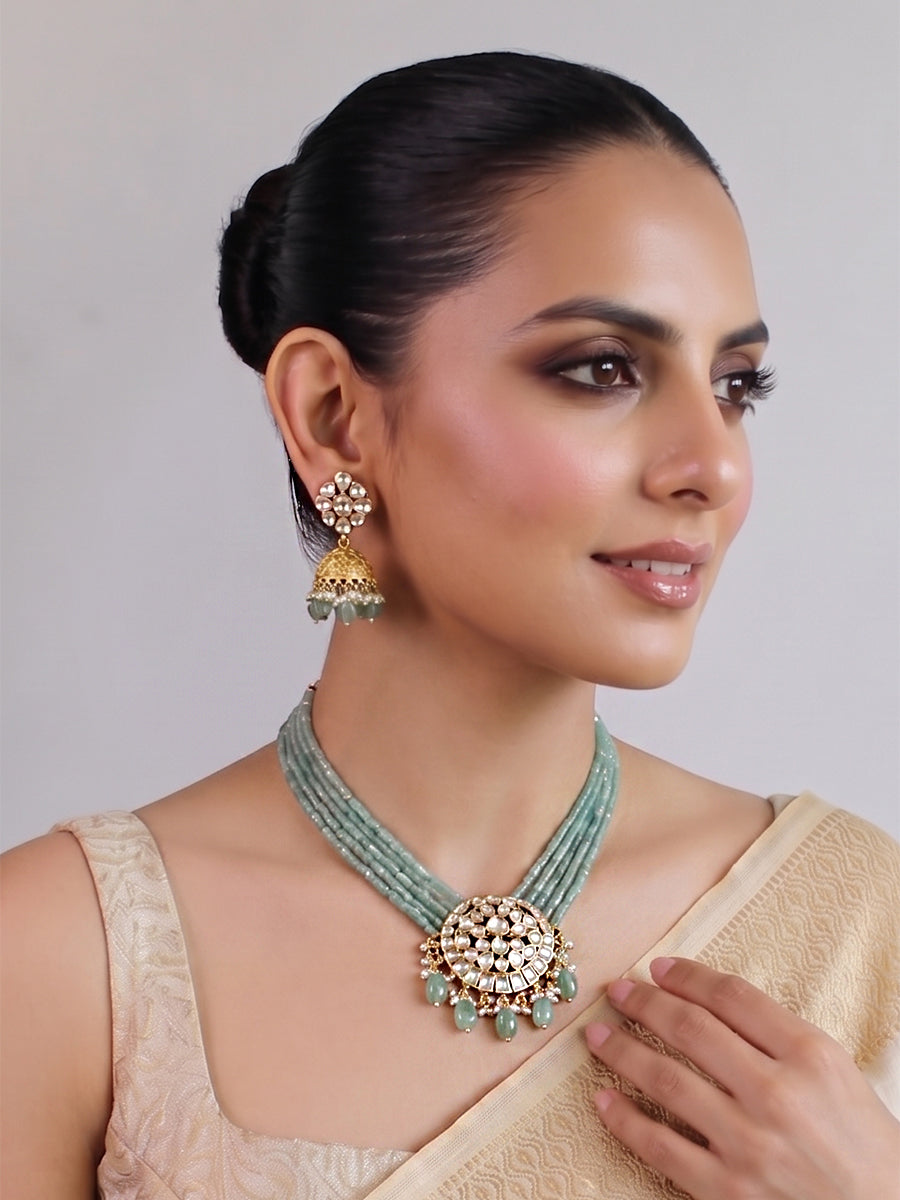 Yamika Choker Necklace Set-Mint Green