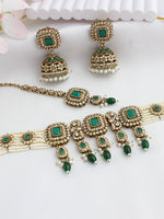 Jivika Choker Necklace Set-Green