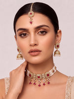 Jivika Choker Necklace Set - Maroon