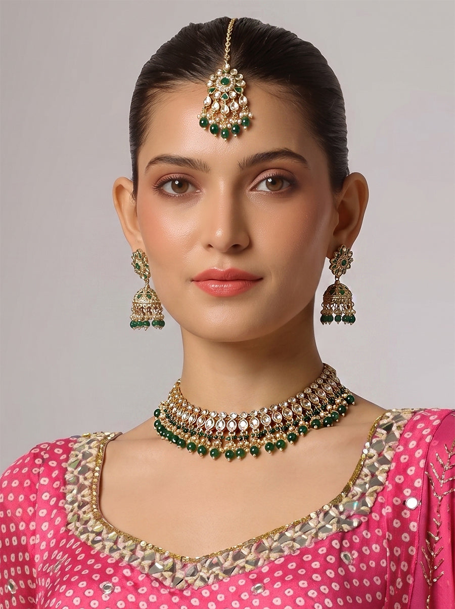 Ishanvi Necklace set - green
