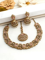 Lavika necklace set-Pastel Pink 