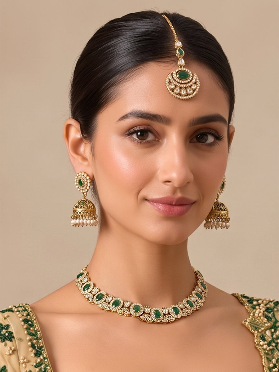 Lavika necklace set-Green