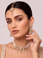 Jivika Choker Necklace Set- Pastel pink 