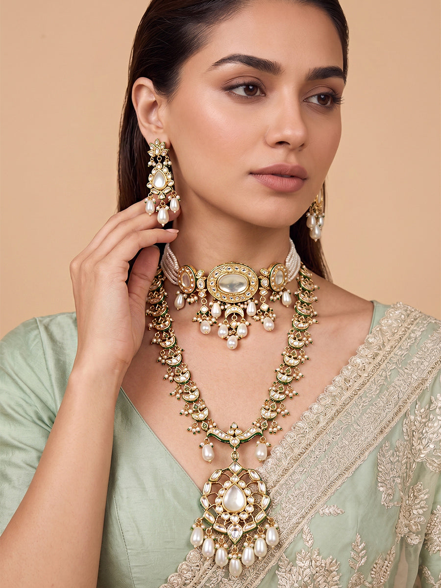 Nabhya Layered Necklace Set-Ivory