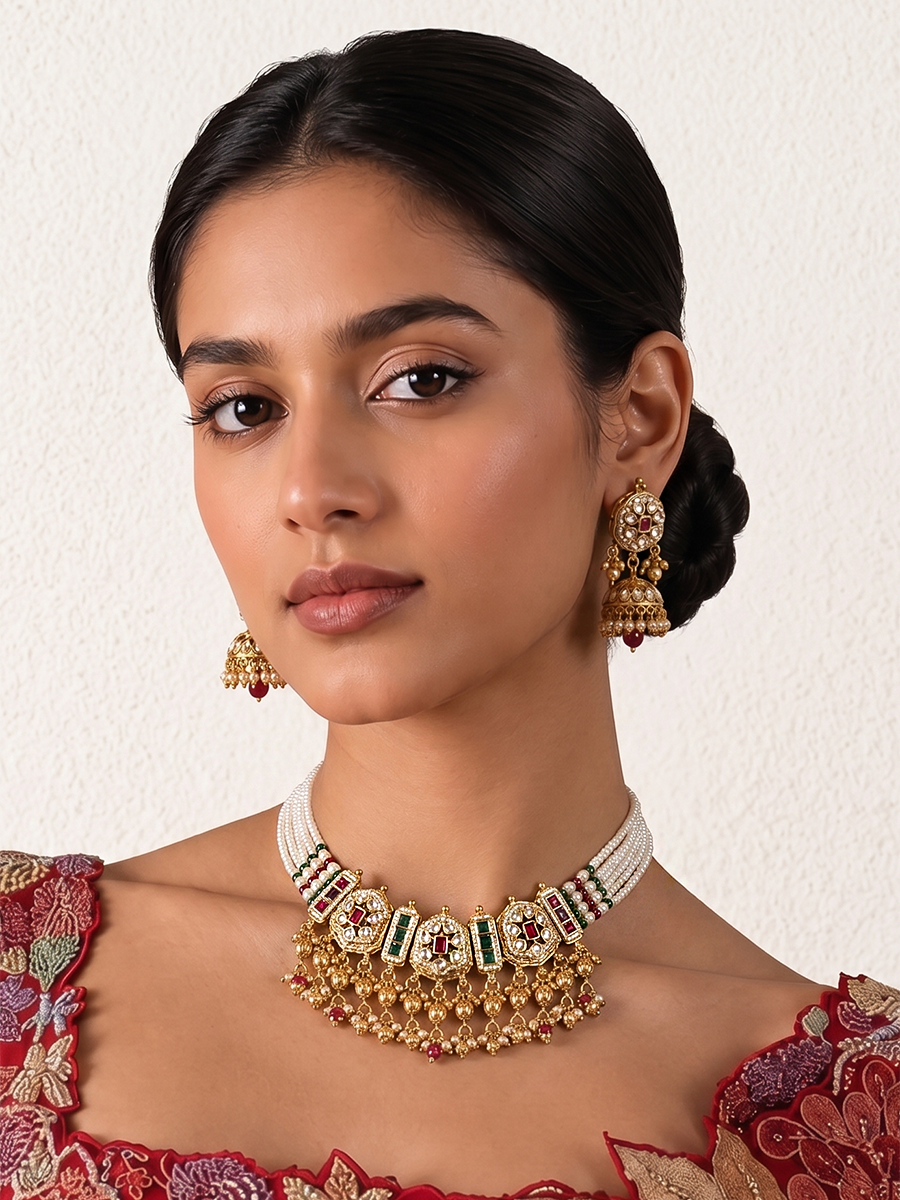 Nitara Bib Necklace Set-Multicolor