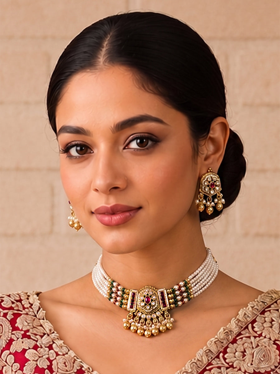 Sharvani Necklace Set-Multicolor