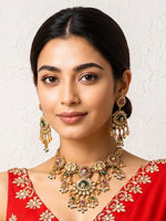 Ritanshi Bib Necklace Set-Multicolor
