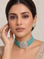Amna Choker Necklace Set-Turquoise