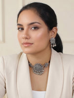Ipshita Choker Necklace Set-Antique Silver