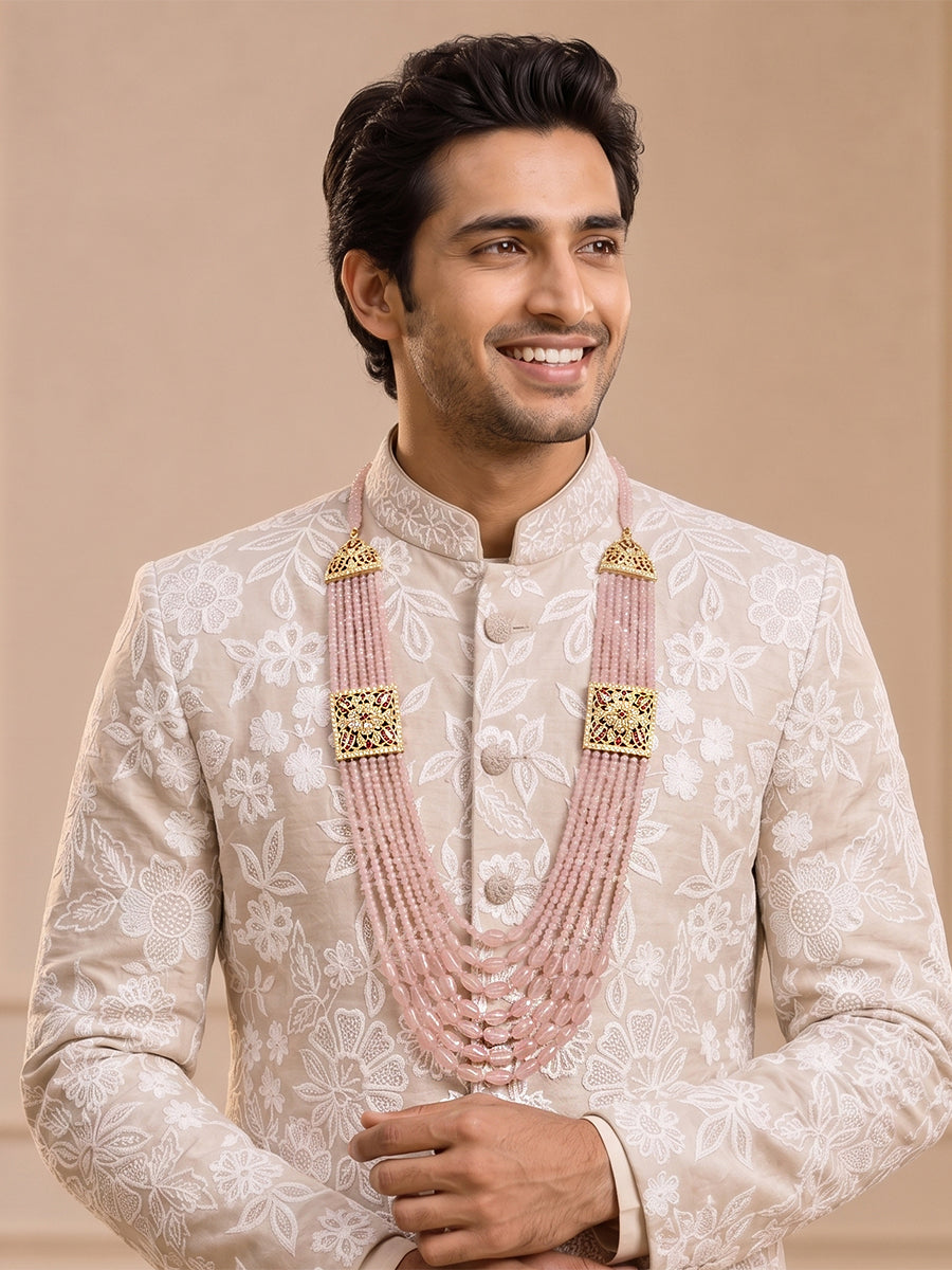 Umrao Jadau Layered Necklace-pastel Pink