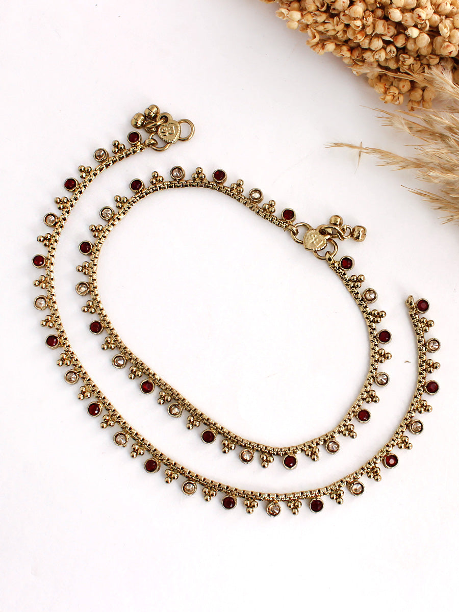 Ramsha Anklet Payal - Maroon