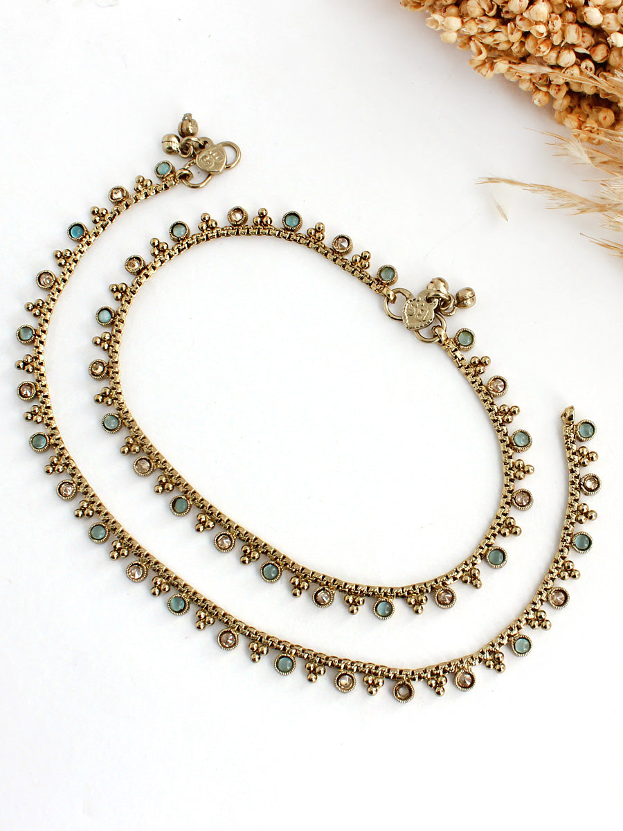 Ramsha Anklet Payal- Aqua