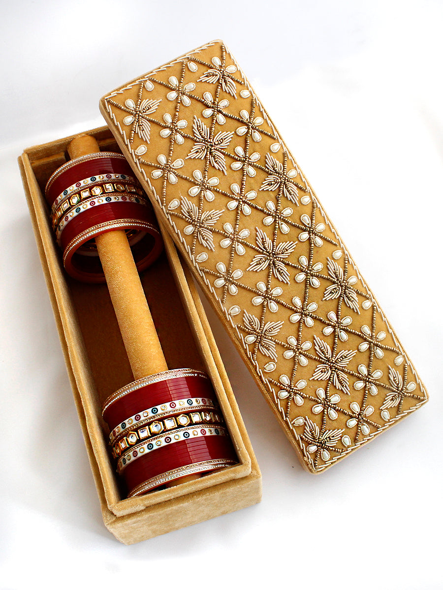 1 Row Bridal Choora Bangle Box-Gold