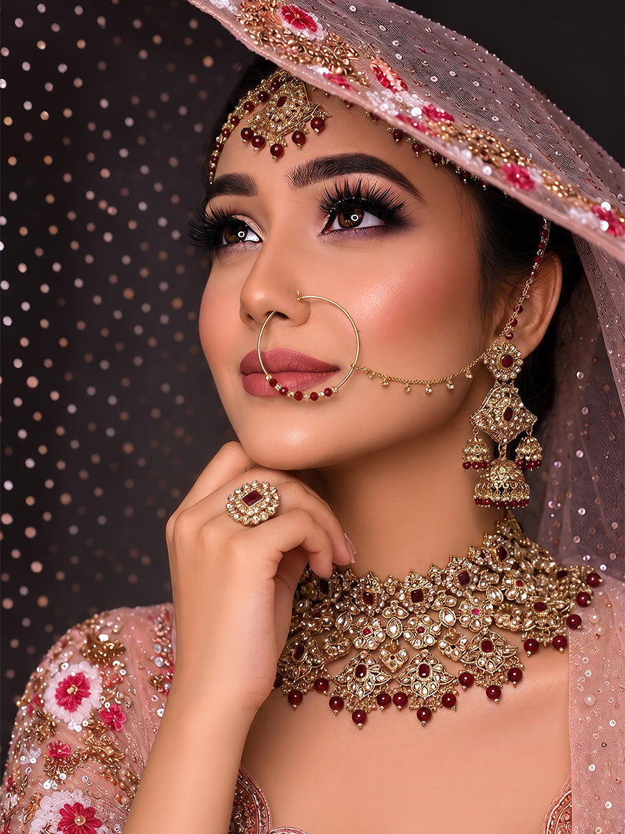 Kiara Bridal Set-Maroon
