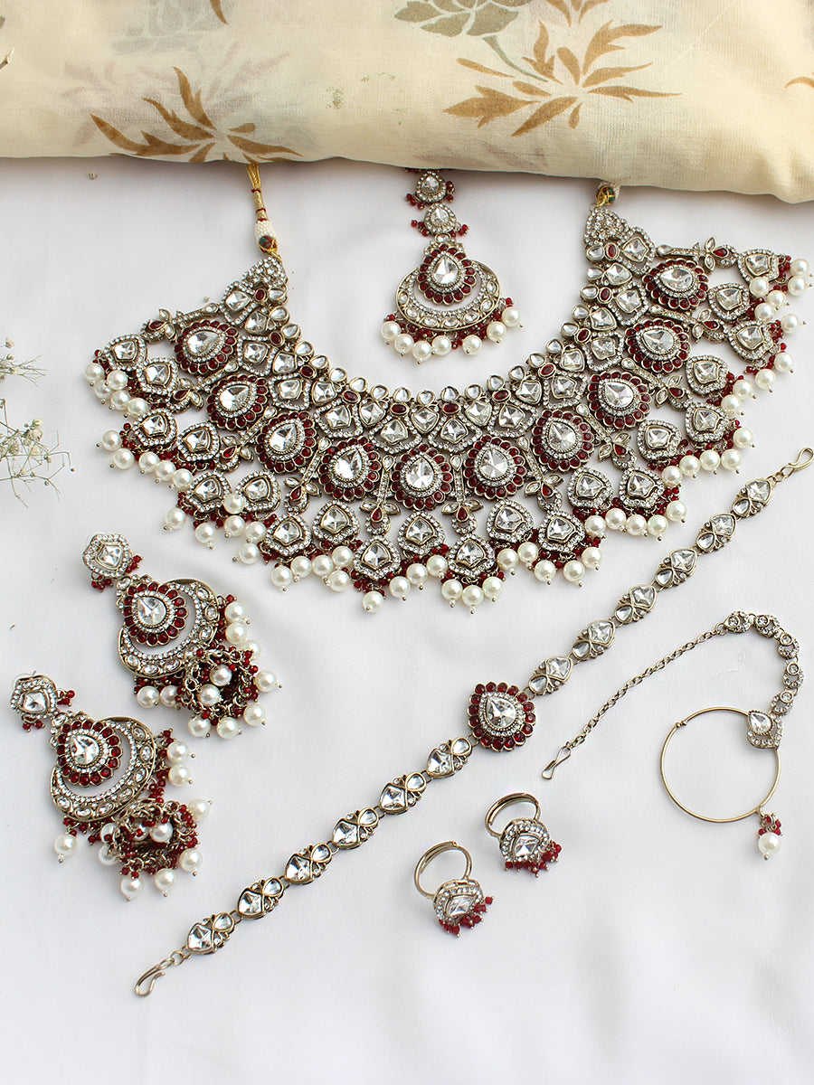 Anaya Bridal Set-Maroon
