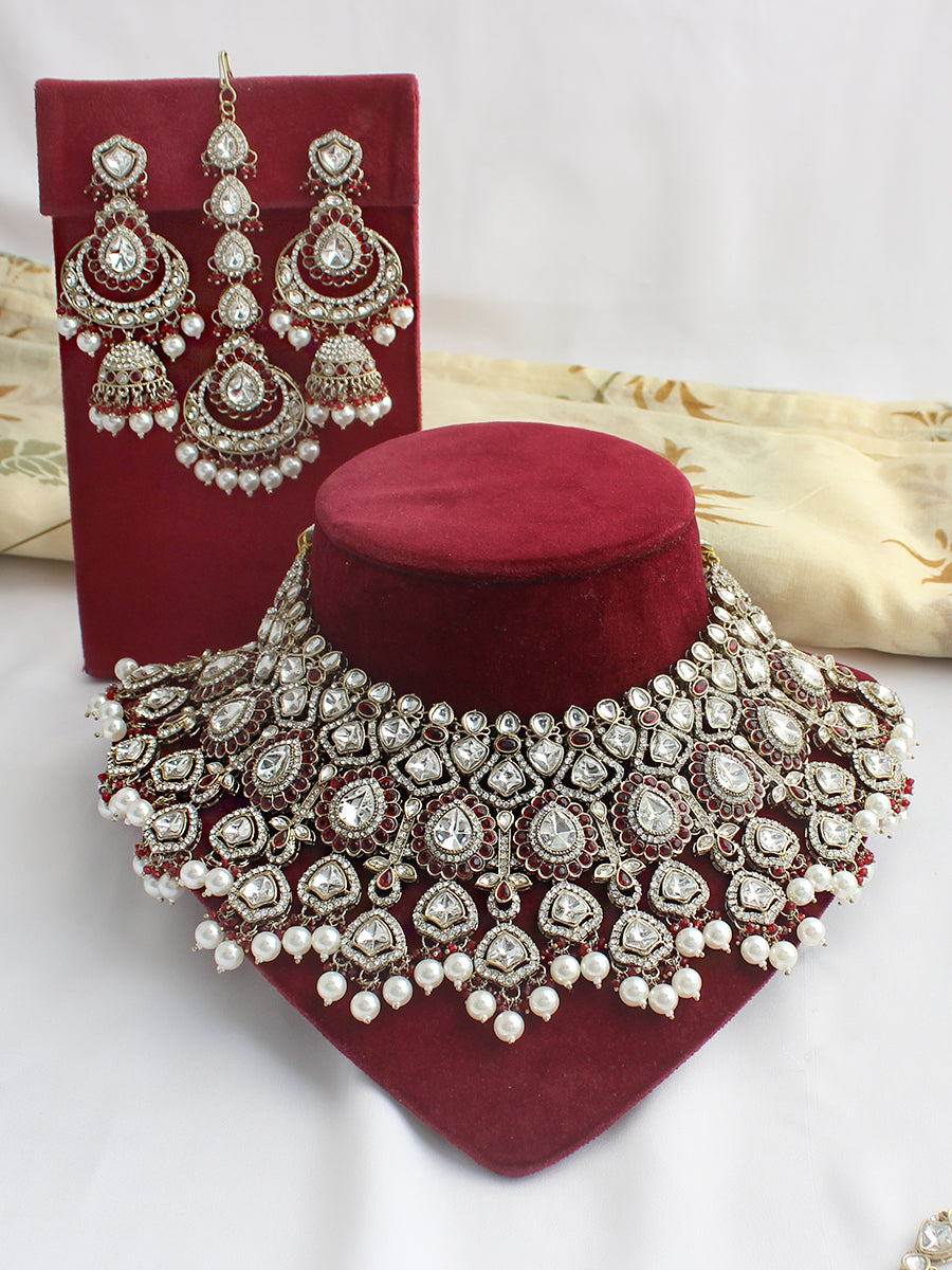 Anaya Bridal Set-Maroon