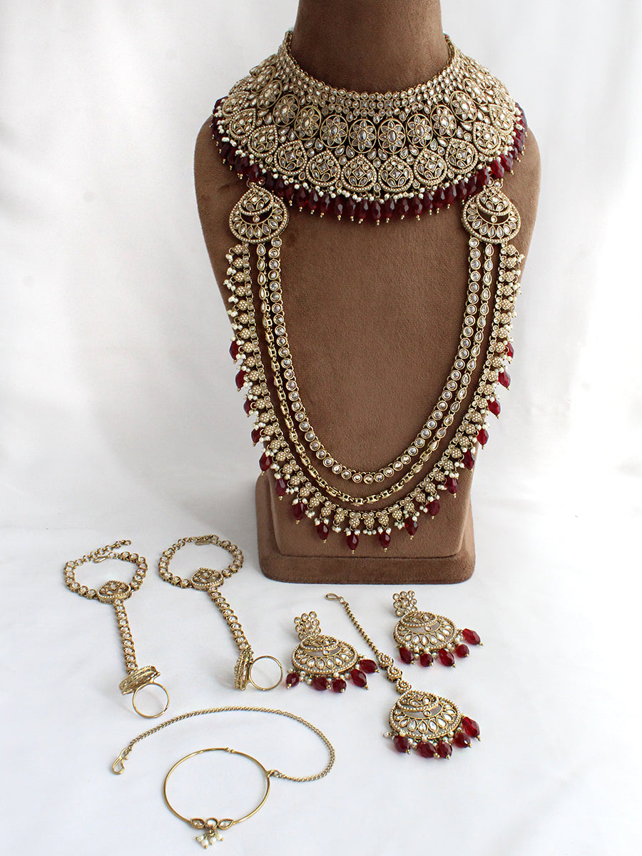 Mahira Bridal Set-Maroon