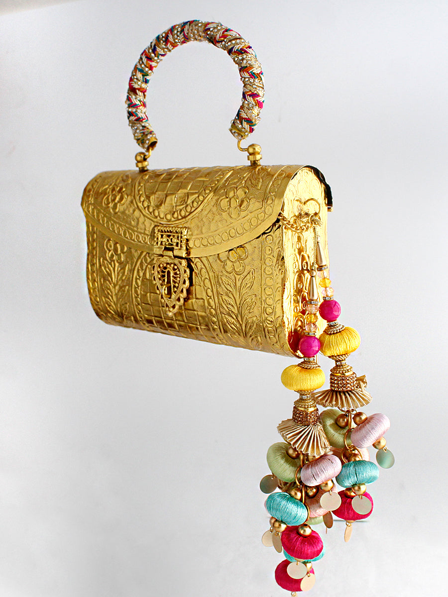 Amaya Metal Clutch Bag-Gold