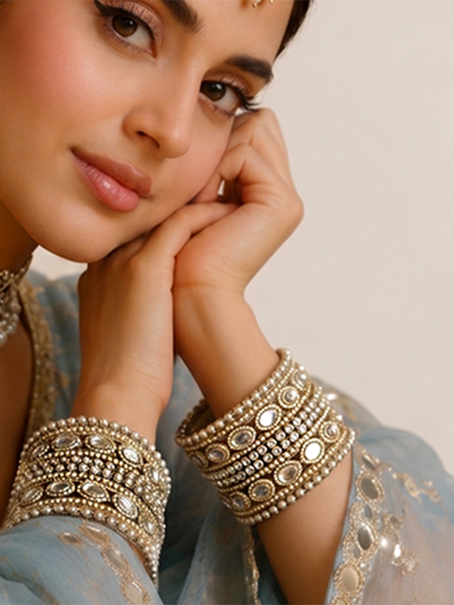 Shahin Mirror Bangle Set  Bollywood Style Bangles for Mehndi & Sangeet