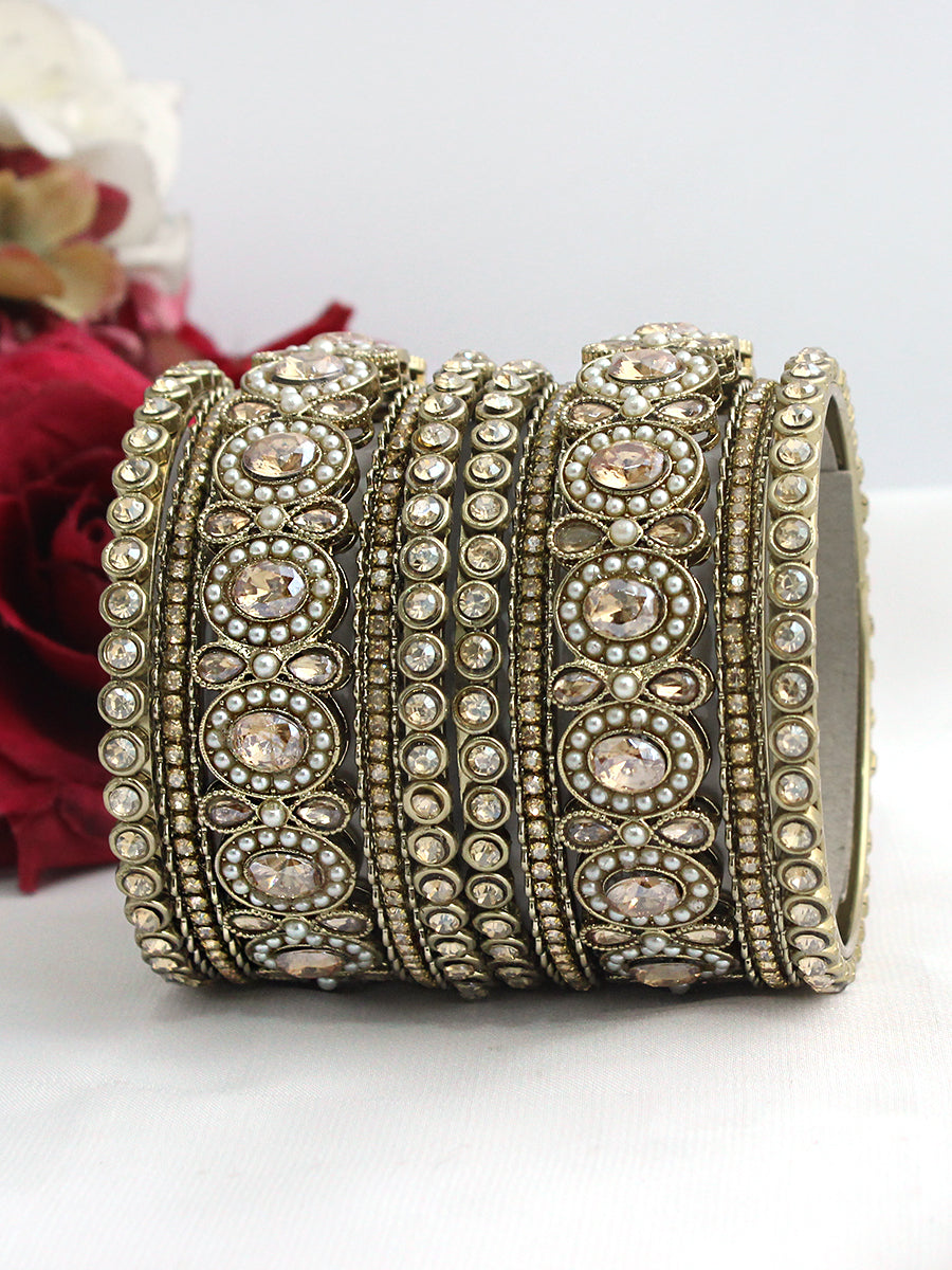Lavika Bangle Set / Stack Traditional Indian Bangles with Fast Delivery-Gold