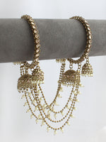 Shriva Jhumki Bangle Set-Antique Gold