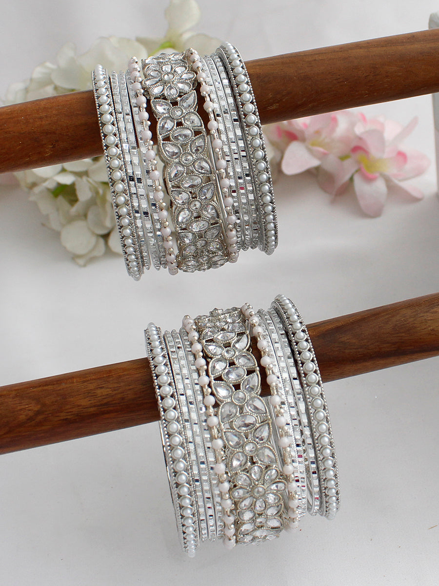 Yasmin Bangle Set-Silver