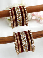Ridhvi Bangle Set / Stack-Maroon