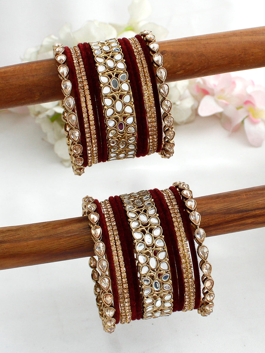Ridhvi Bangle Set / Stack-Maroon