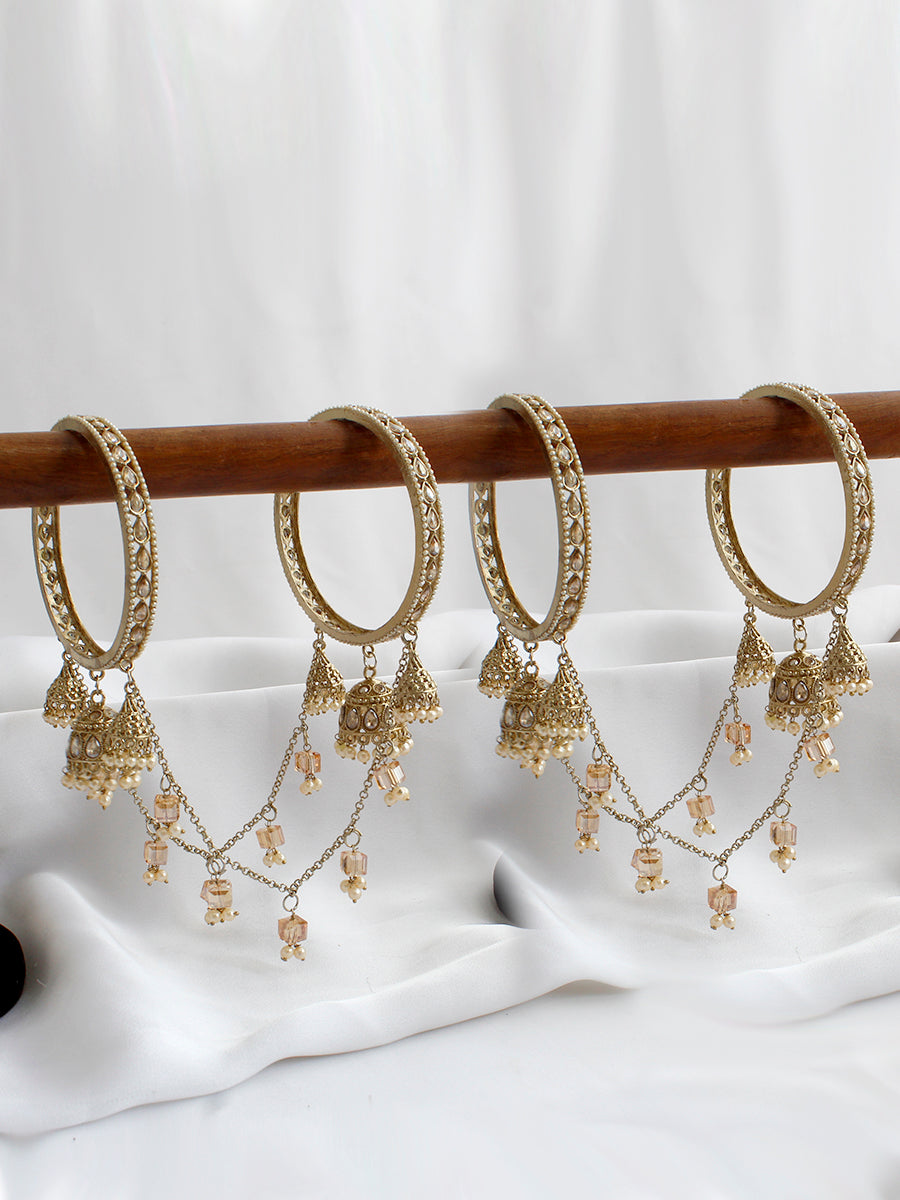 Shairy Jhumki Bangle Set-Gold