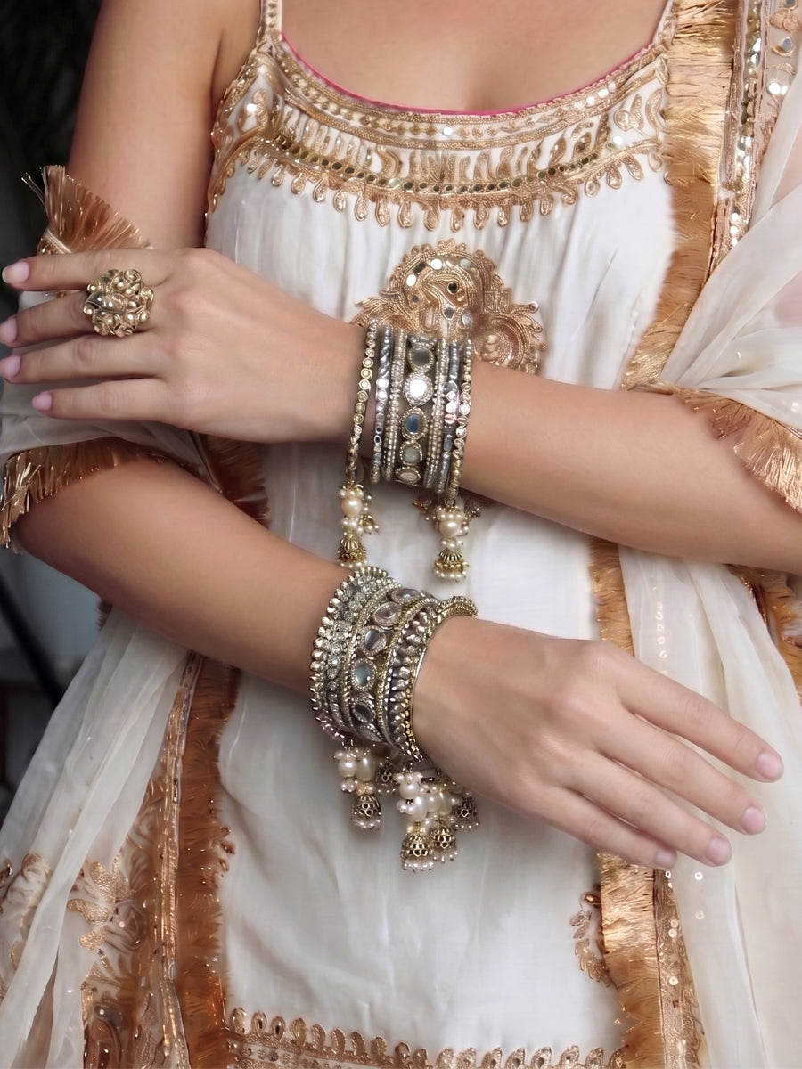 Minal Mirror Bangle Set / Stack-Gold