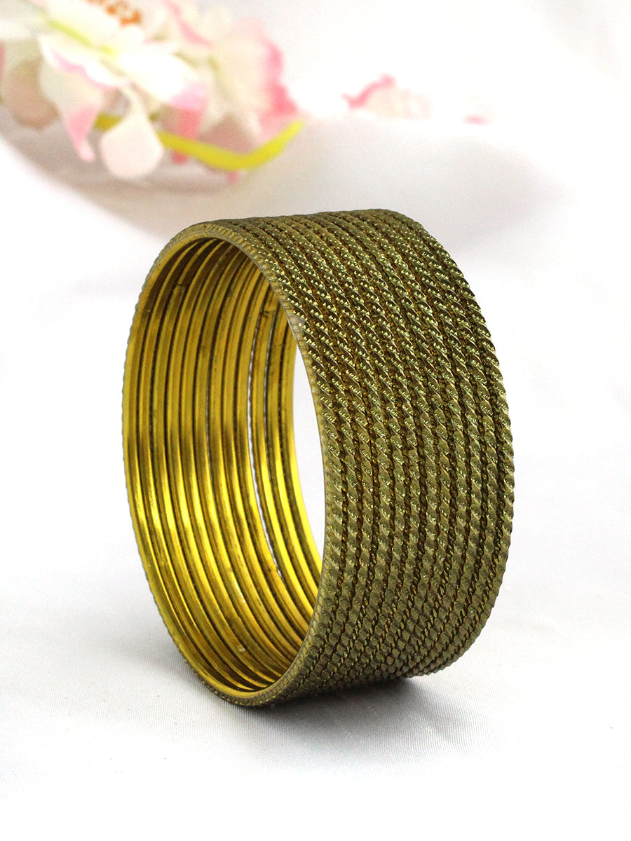 Veda Bangle Set-Mehndi Green