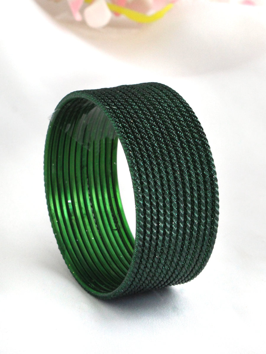 Veda Bangle Set-Dark Green