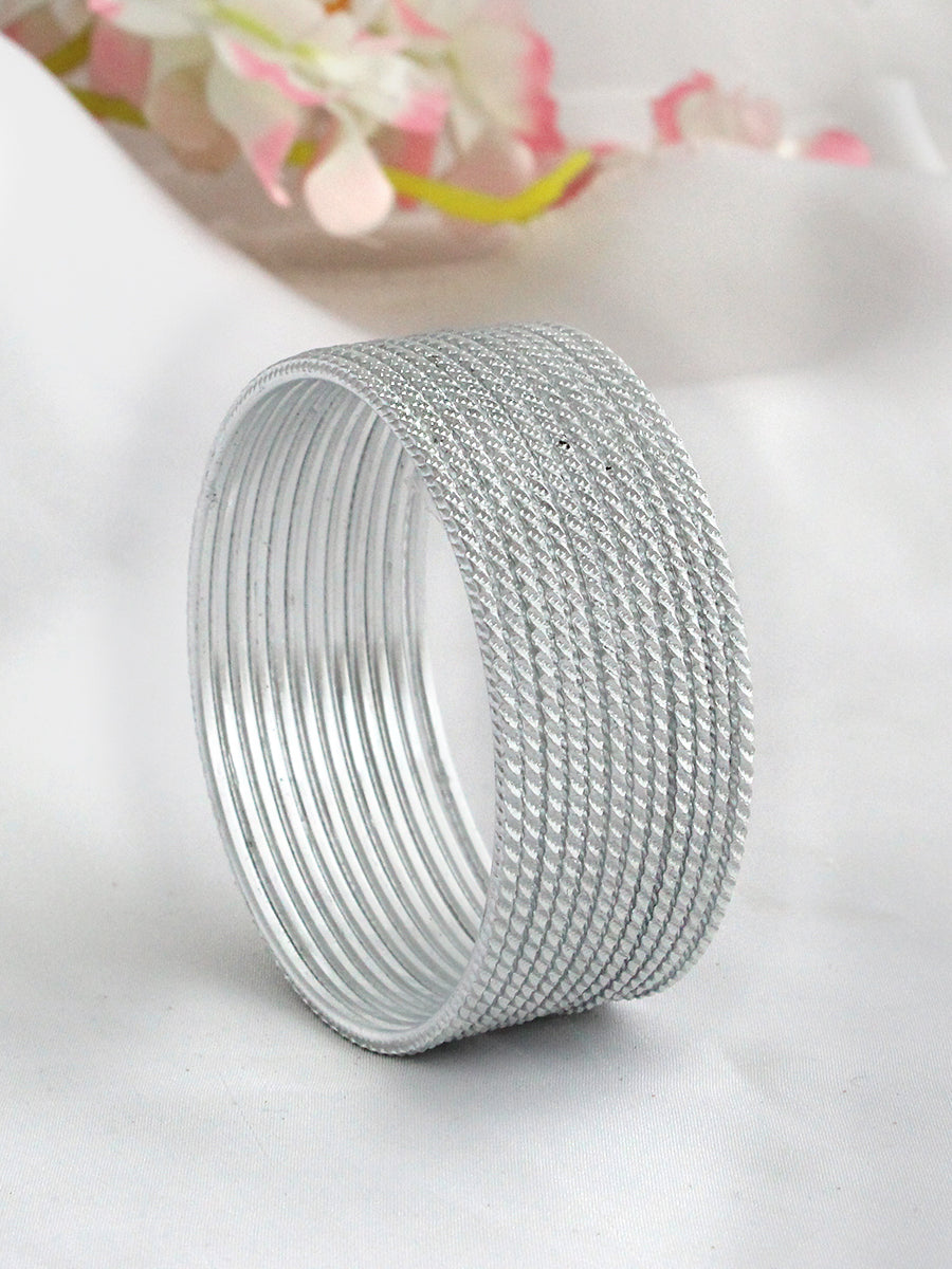 Veda Bangle Set-Silver