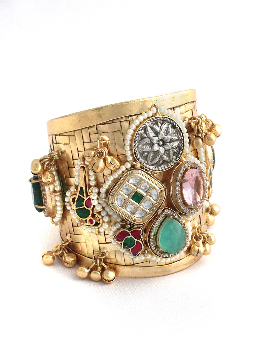 Saanjh Cuff Bangle Bracelet-Multicolor