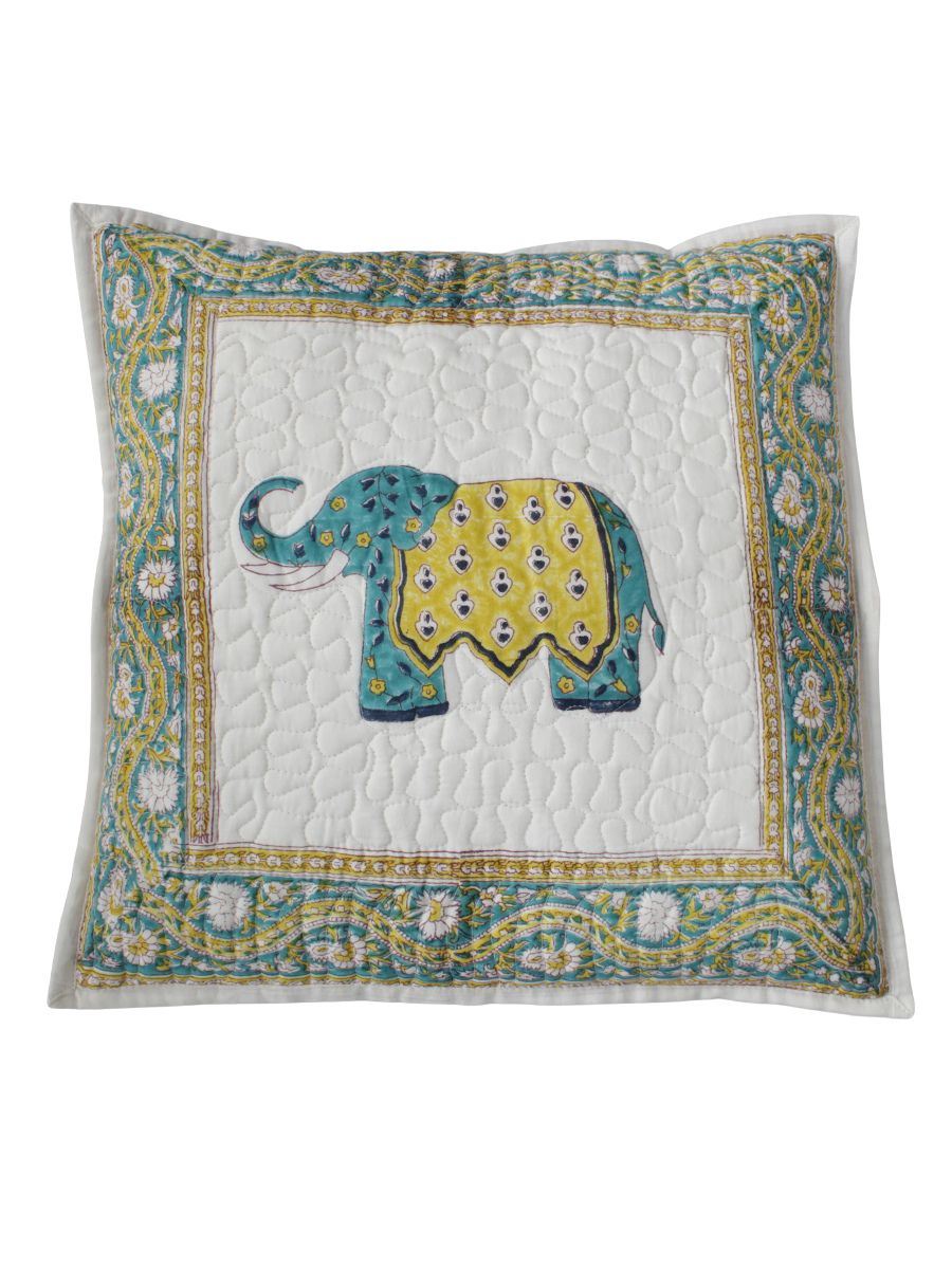Handcrafted Royal Elephant Decor Cushion Cover-Set of 5