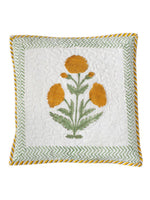Handcrafted Marigold Floral Cushion Cover Set of 5