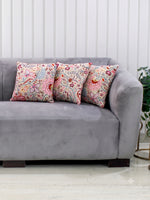 Pink Blossom Floral Hand Quilted Cushion Cover-Set of 5-Pink