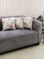 Mint Blossom Hand Block Print Cushion Cover-Set of 5-Mint Green