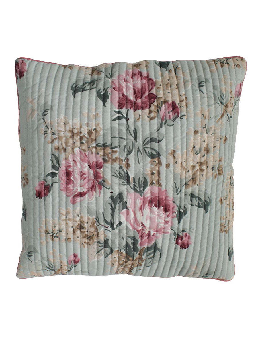 Mint Blossom Hand Block Print Cushion Cover-Set of 5-Mint Green