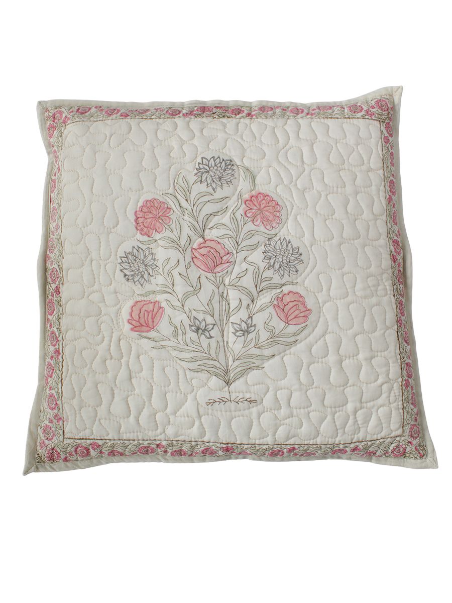Cushion cover with floral design on a white background